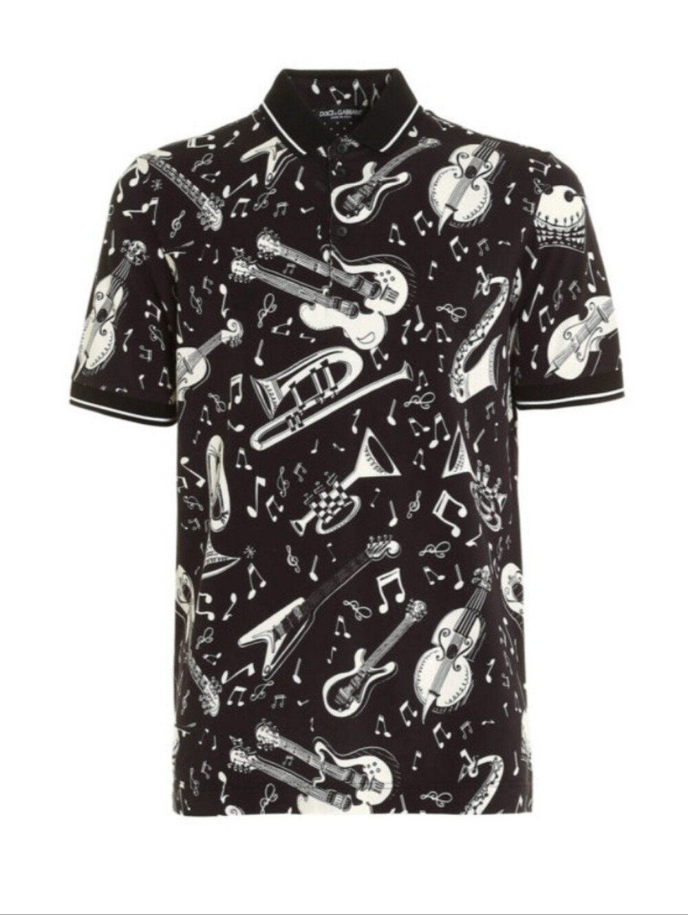 Dolce & Gabbana Printed cotton and silk polo shirt Sz M $330 Vintage Cotton